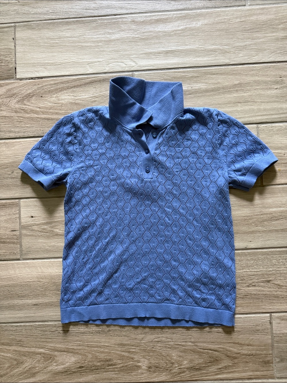 J. Crew Factory Blue Pointelle Knit Cardigan
